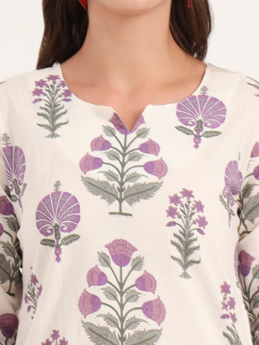 Cream Printed Cotton Night Suit Sets