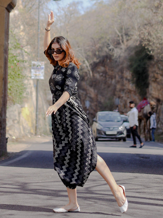  Black Dhoti Style Cotton Jumpsuit - world.com