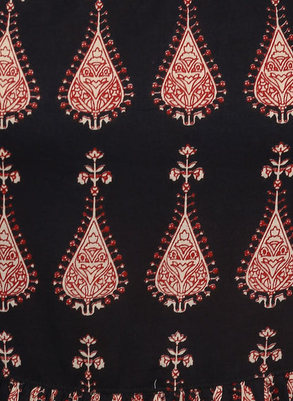  Black Printed Cotton Floor Length Anarkali Kurta -  world