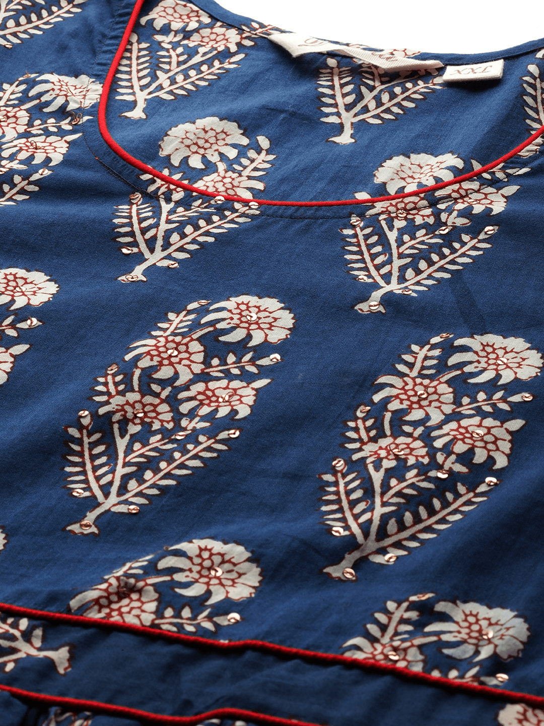 Plus Size Royal Blue Printed Floor Length Anarkali -  world