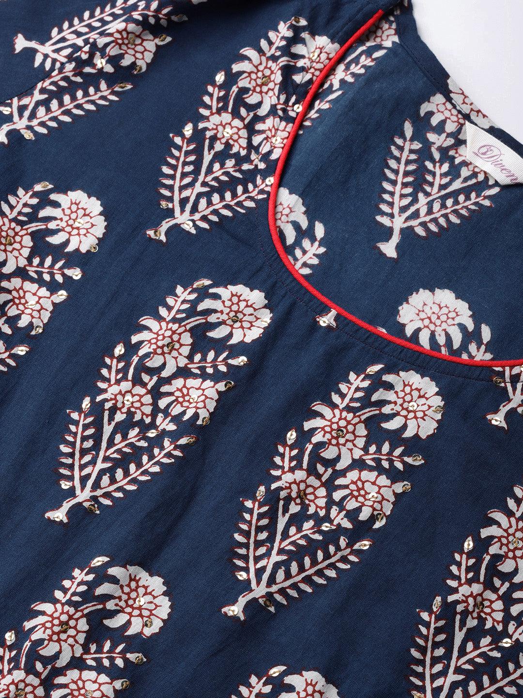  Royal Blue Printed Floor Length Anarkali -  world