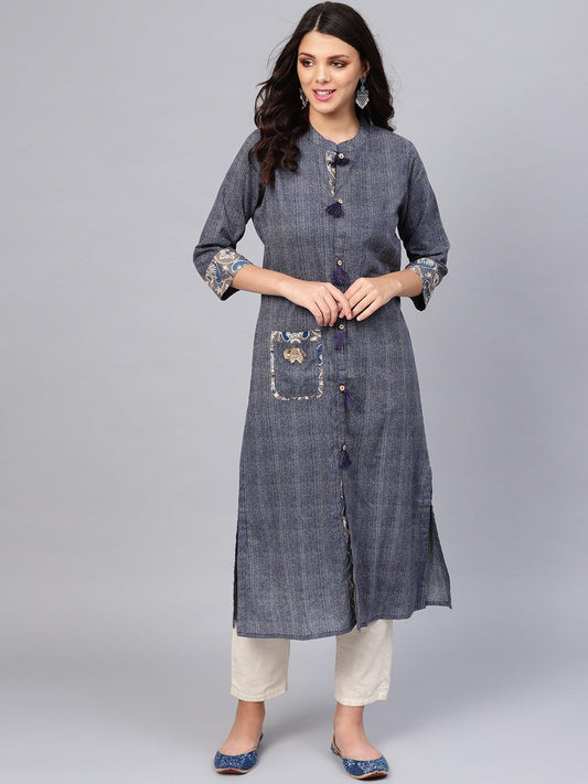  Blue Straight Kurta -  world