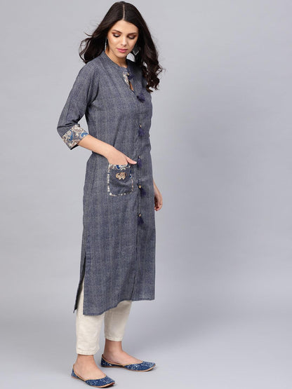 Blue Straight Kurta -  world