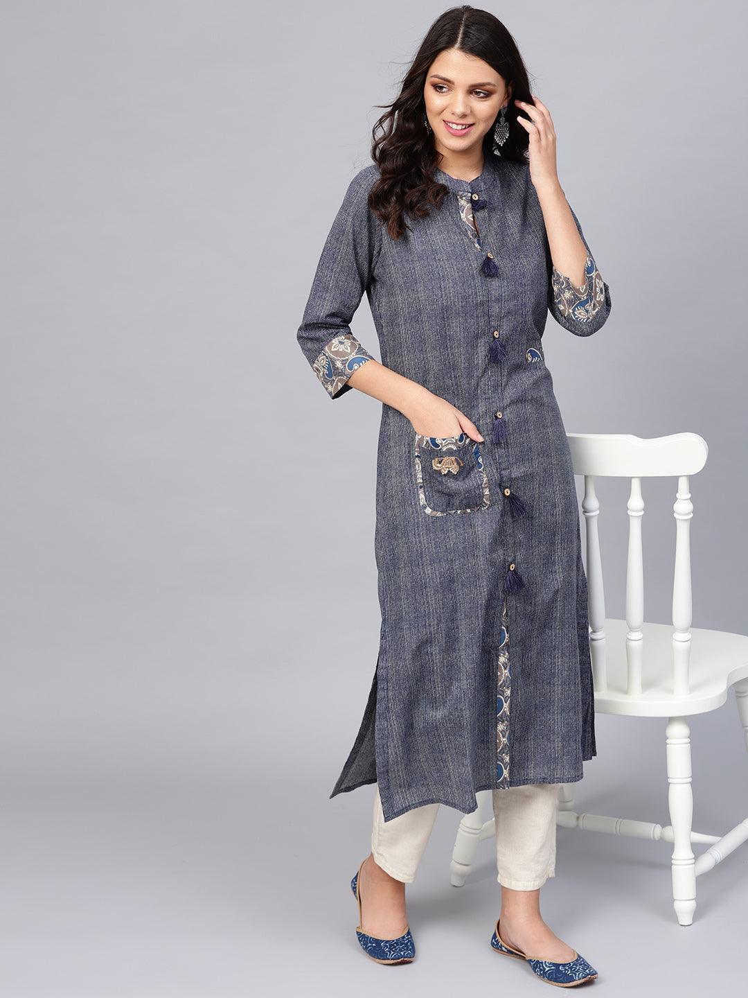  Blue Straight Kurta -  world