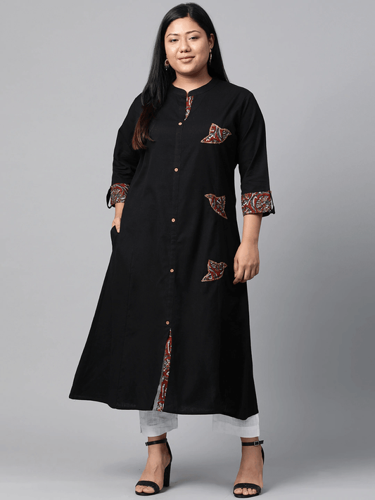 Plus SIze Sequin Work Black Kurta -  world