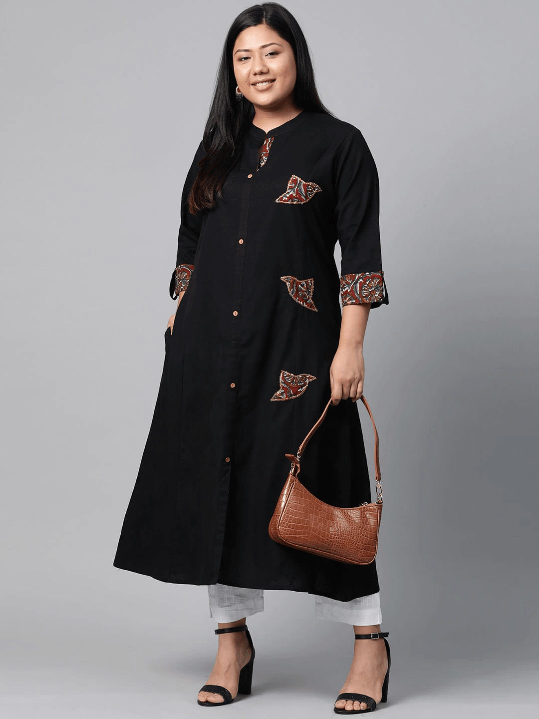 Plus SIze Sequin Work Black Kurta -  world