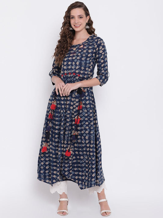  Indigo A Line Cotton Kurta -  world