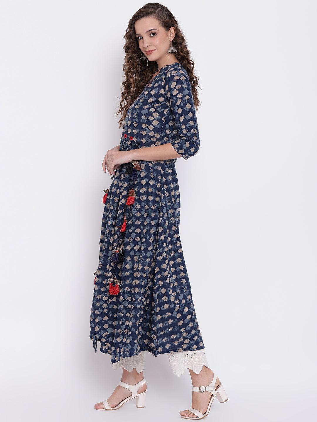  Indigo A Line Cotton Kurta -  world