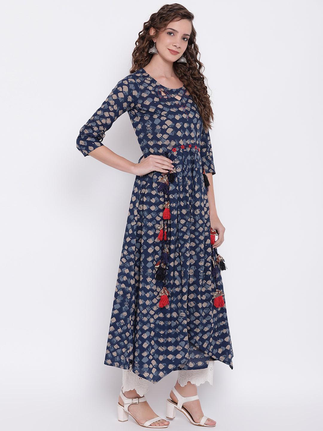  Indigo A Line Cotton Kurta -  world