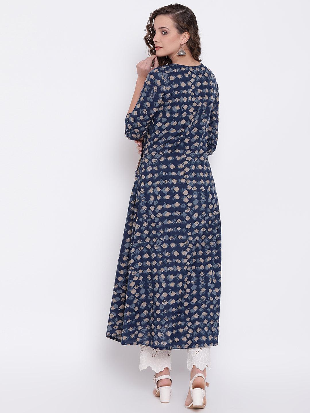  Indigo A Line Cotton Kurta -  world