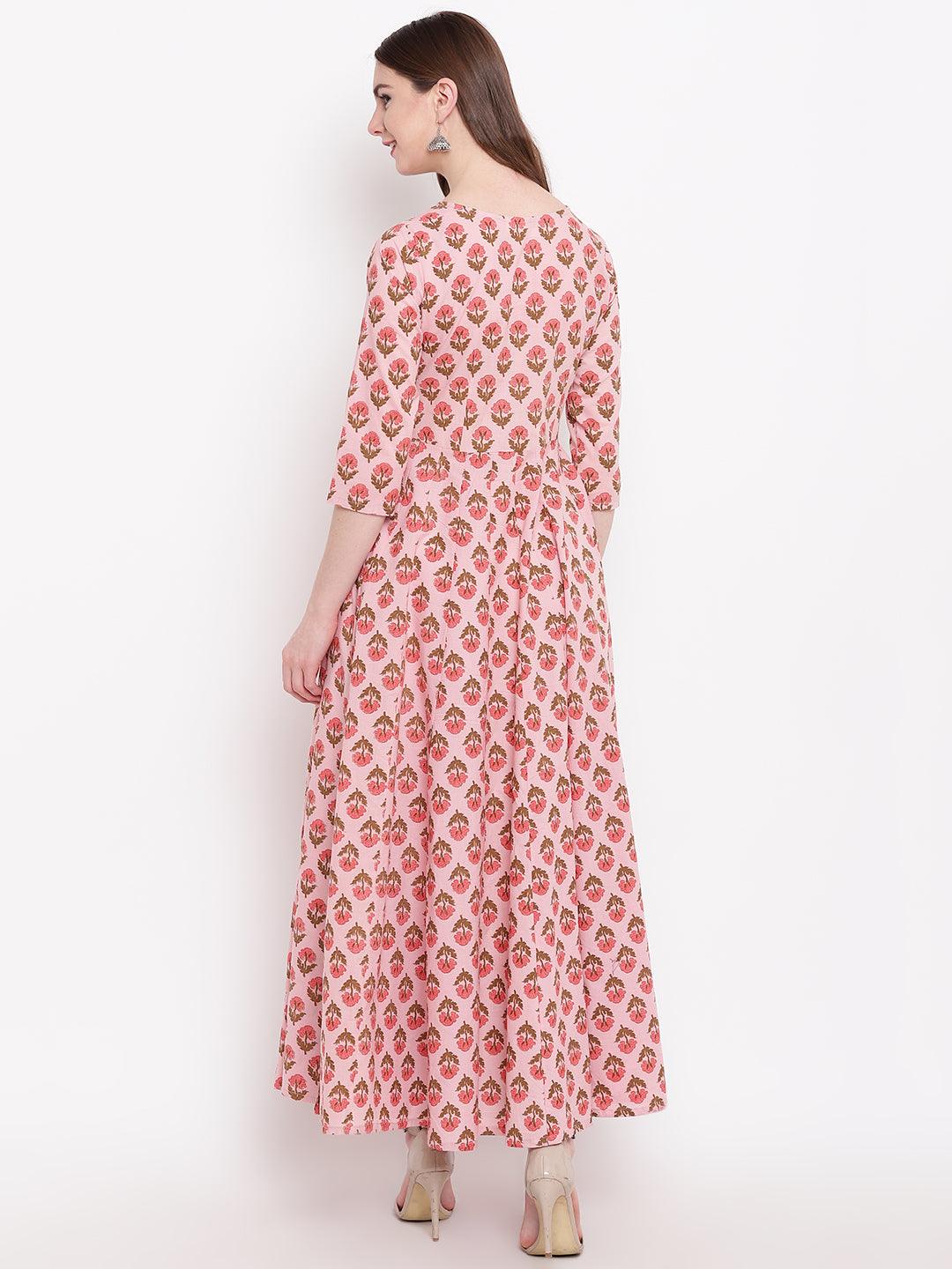  Pink Cotton Gotta Patti Work Anarkali Kurta -  world