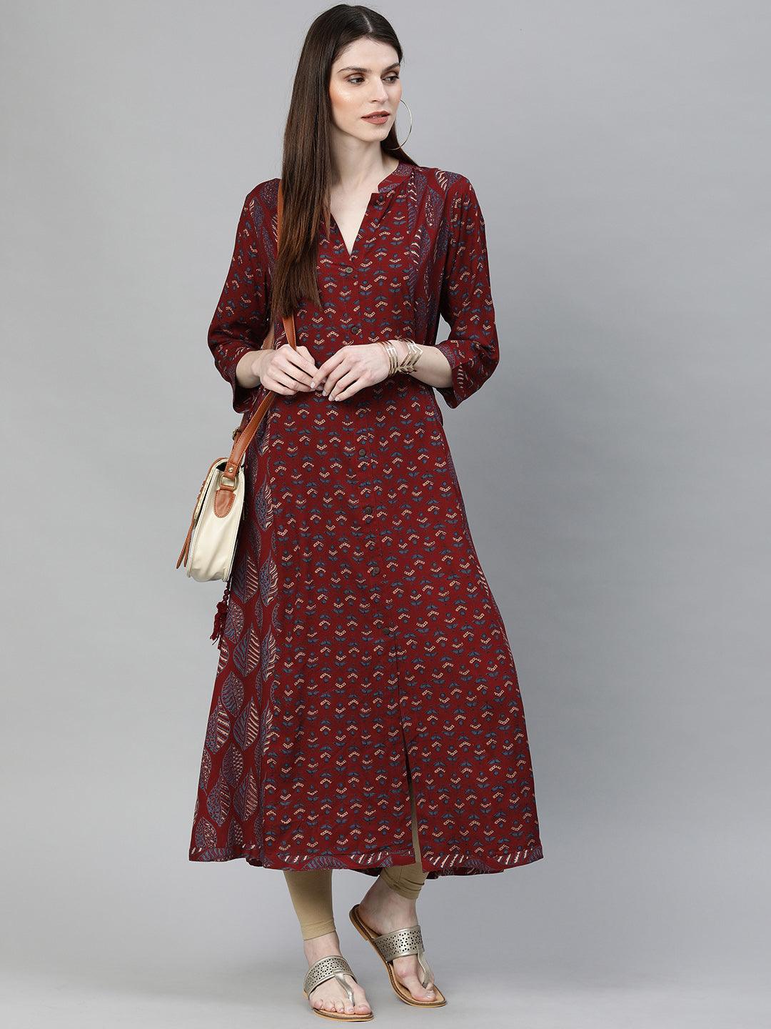  Maroon Rayon Kurta -  world