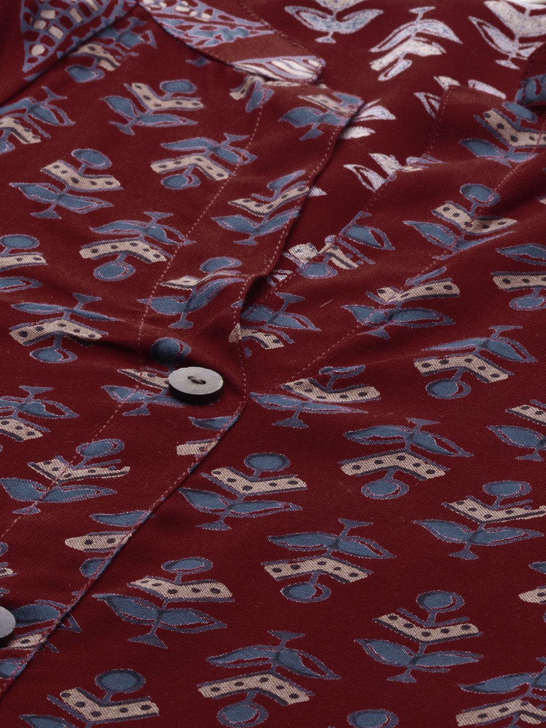 Maroon Rayon Kurta -  world