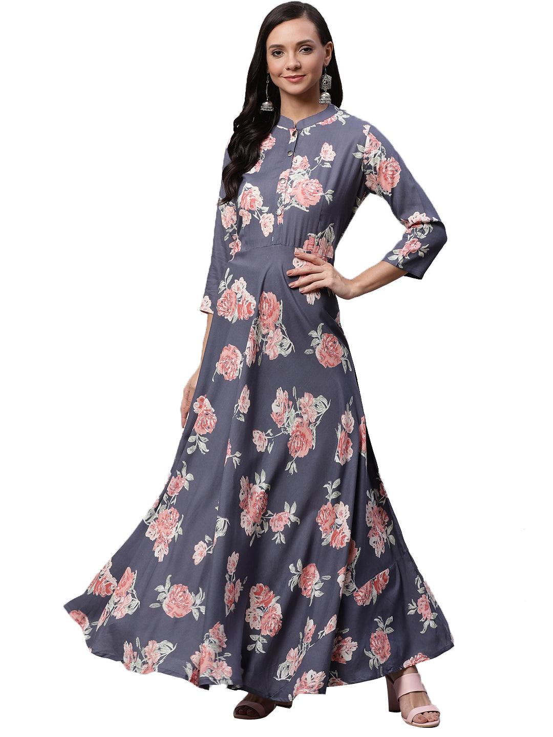  Grey Anarkali Kurta -  world