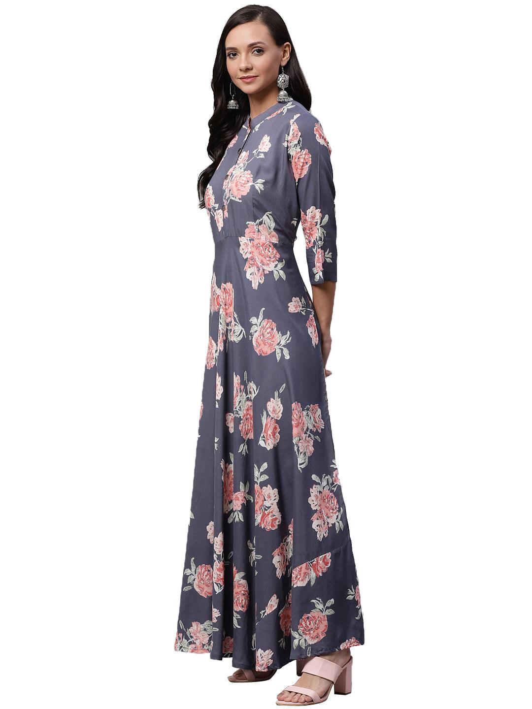  Grey Anarkali Kurta -  world