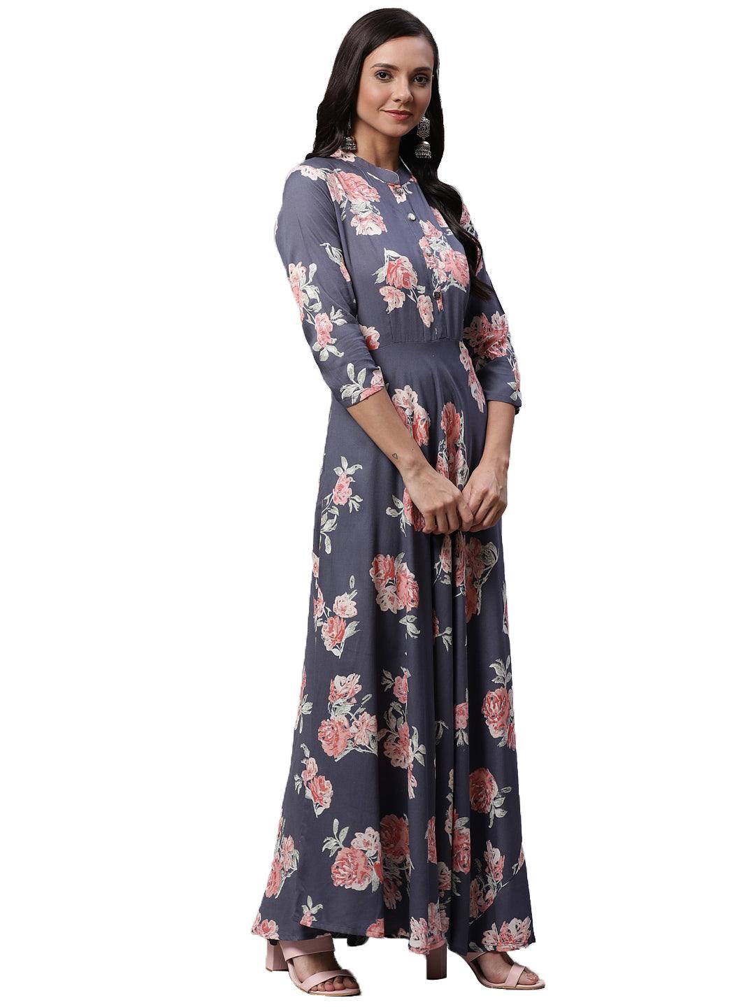  Grey Anarkali Kurta -  world