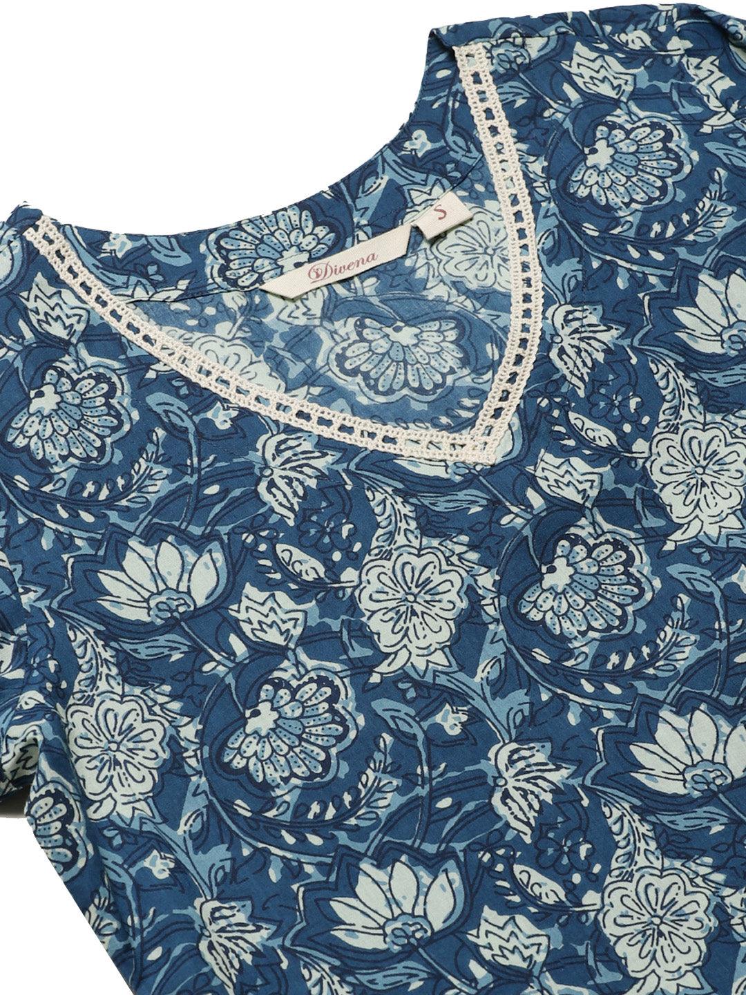  Indigo Flaired Kurta With Belt -  world