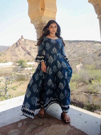  Blue Long Cotton Anarkali - world.com