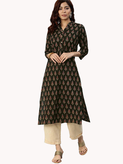  Black Buti Print Cotton Kurta -  world