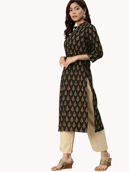  Black Buti Print Cotton Kurta -  world