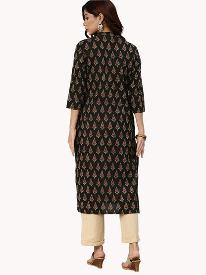  Black Buti Print Cotton Kurta -  world