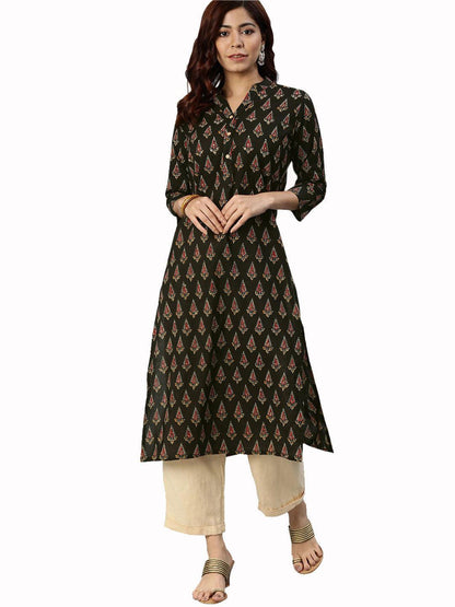  Black Buti Print Cotton Kurta -  world