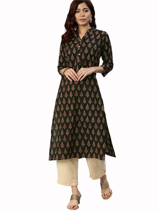  Black Buti Print Cotton Kurta -  world