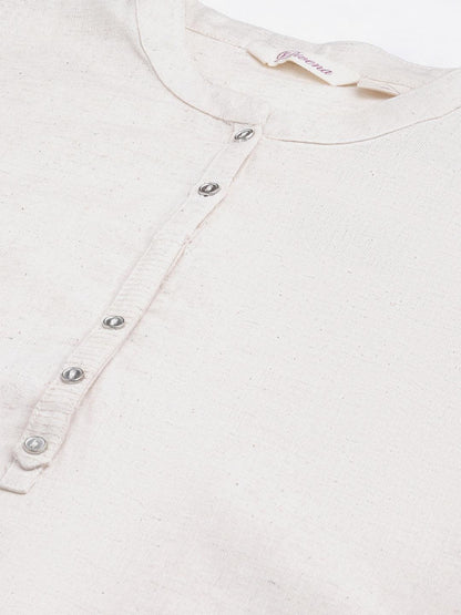  Solid Beige Cotton Kurta -  world