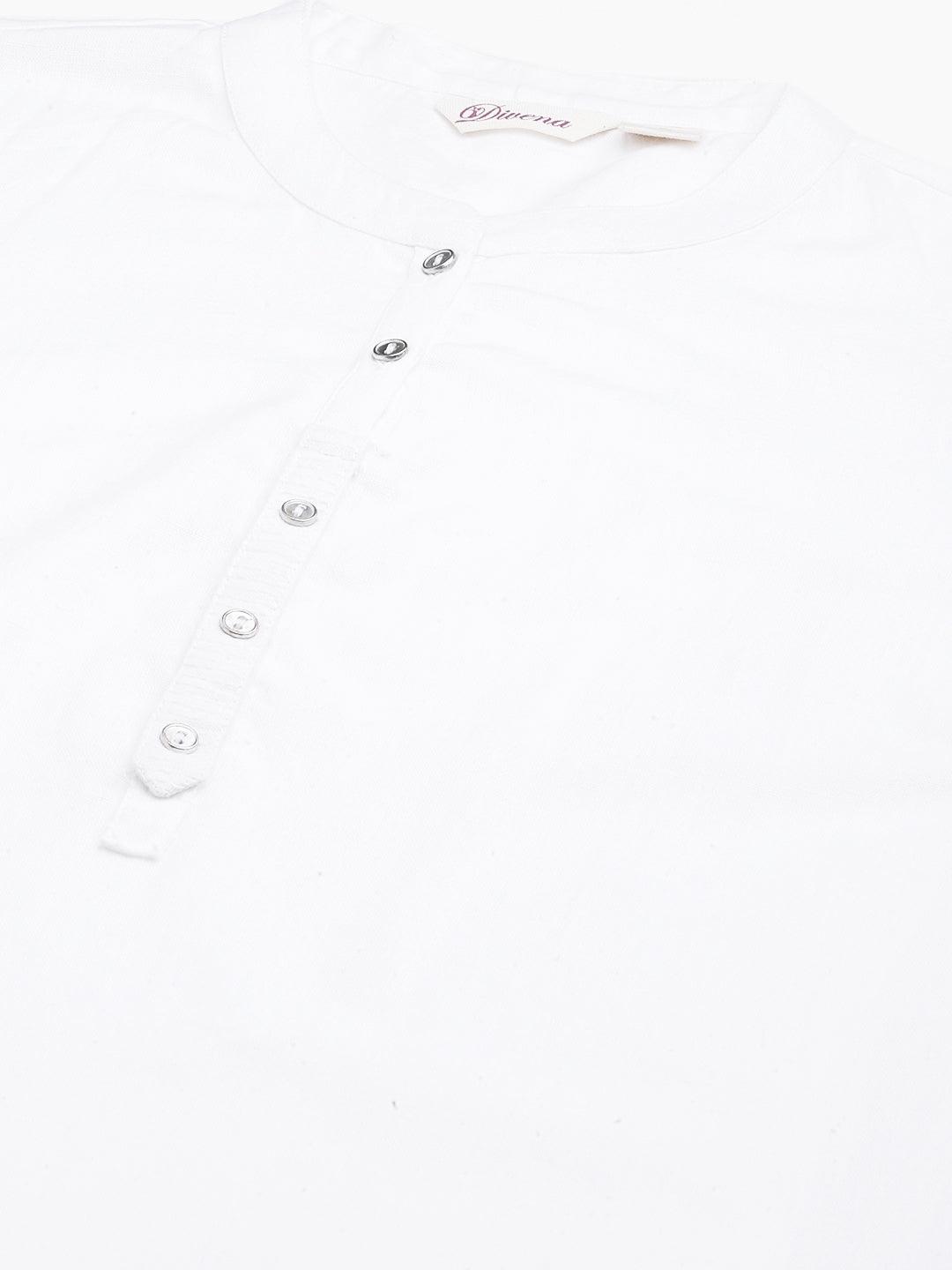  White Solid Pure Cotton Straight Kurta -  world