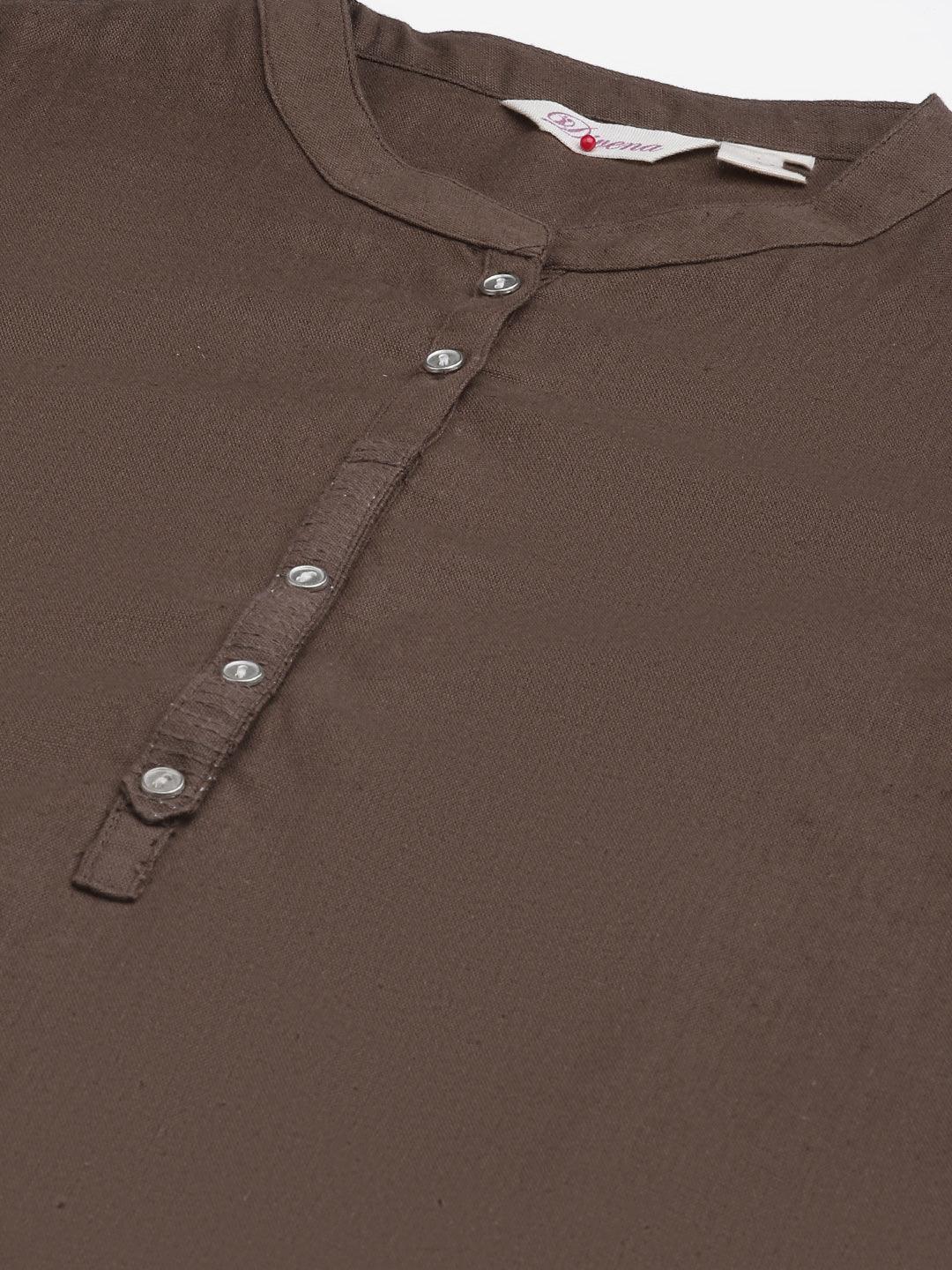  Brown Cotton Straight Kurti -  world