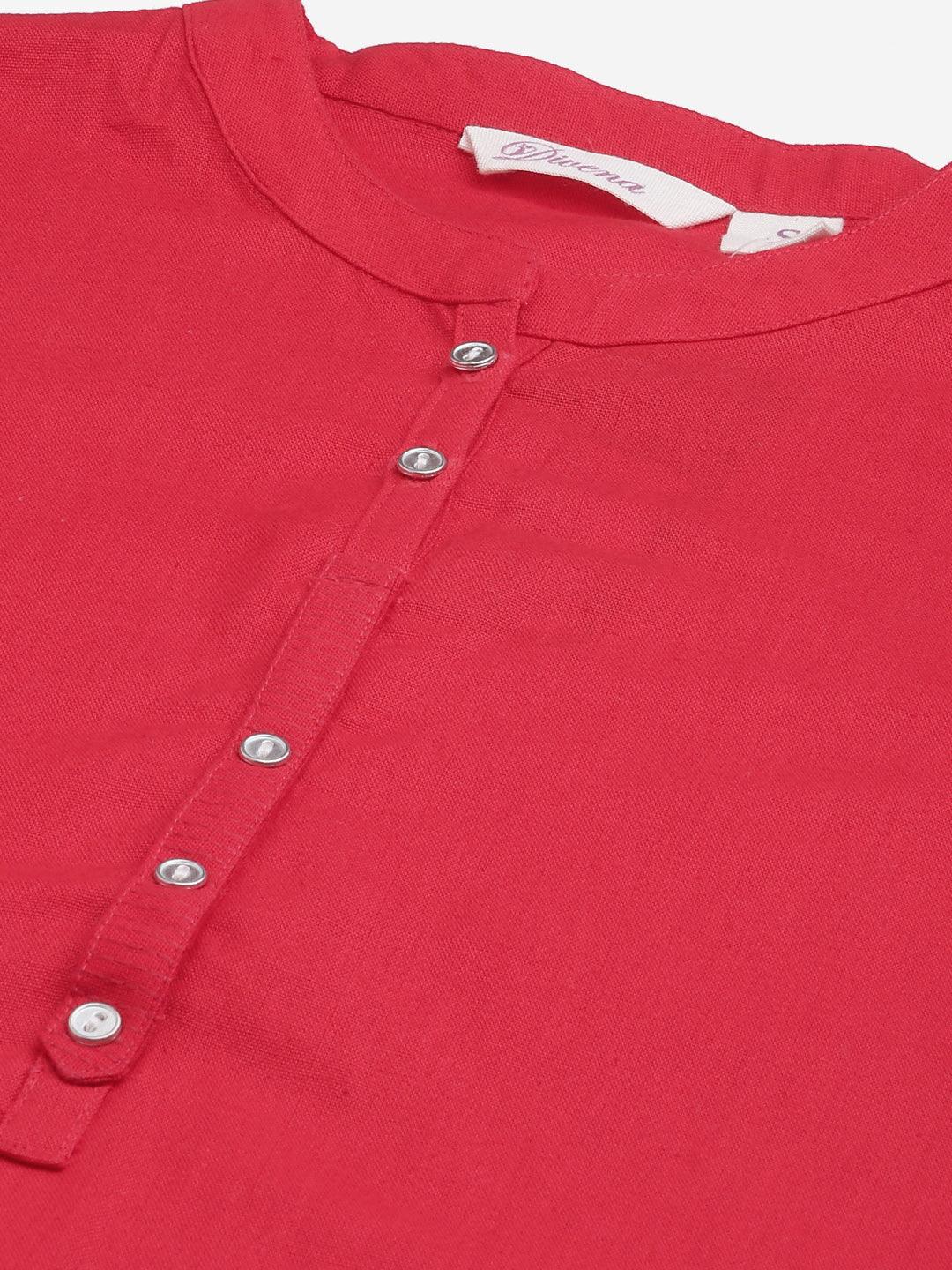  Red Cotton Straight Kurti -  world