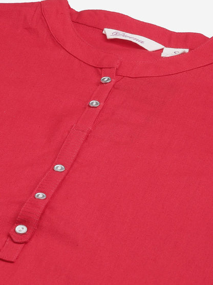  Red Cotton Straight Kurti -  world