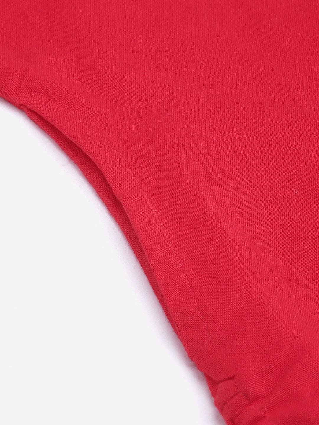  Red Cotton Straight Kurti -  world