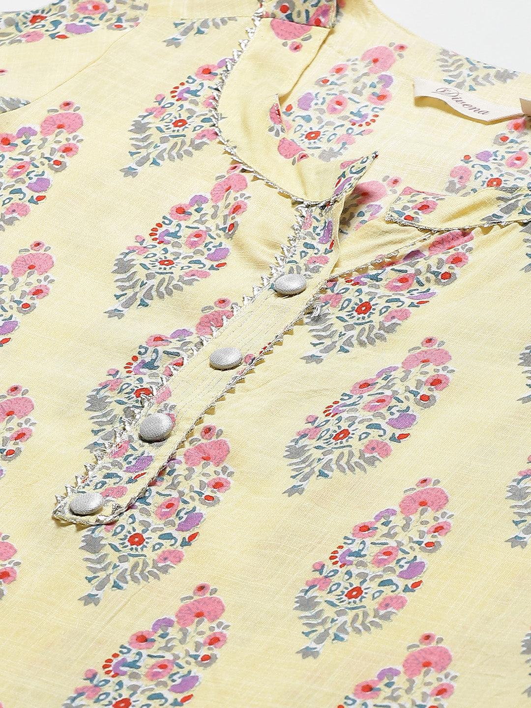  Yellow Rayon Printed Kurti Sharara Set -  world