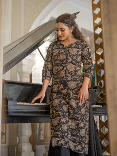 Black Printed Kurta with Palazzo Set