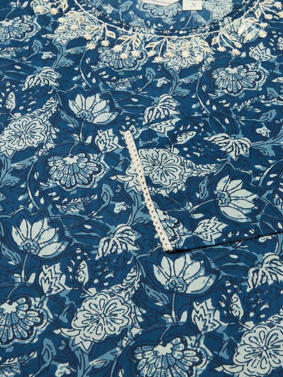  Blue Floral Straight kurta -  world