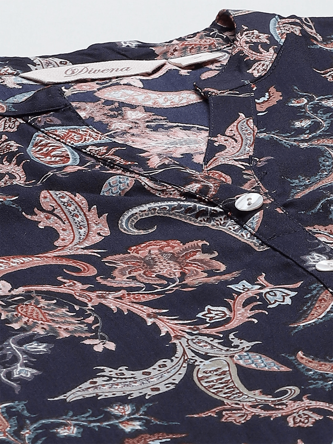  Blue Printed Rayon Straight Kurti -  world