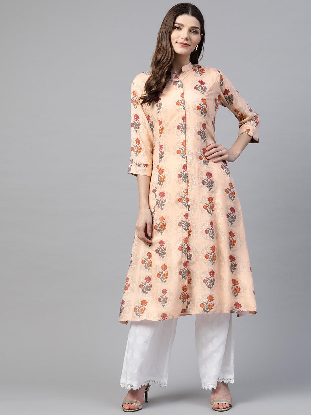  A-Line Pink Rayon Kurta -  world