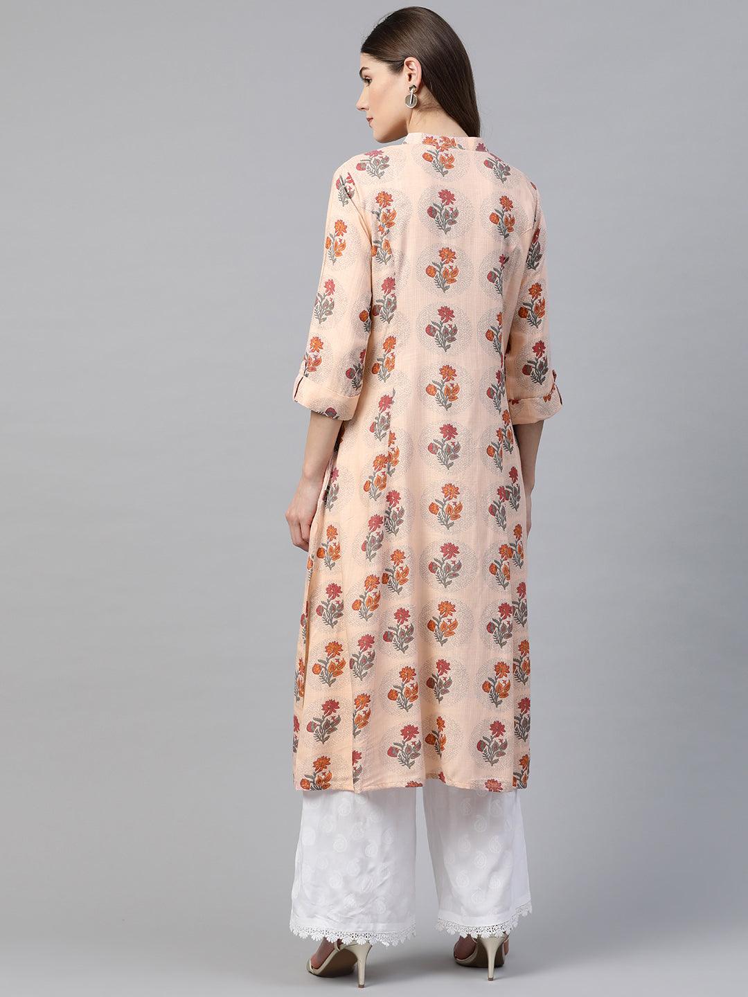  A-Line Pink Rayon Kurta -  world