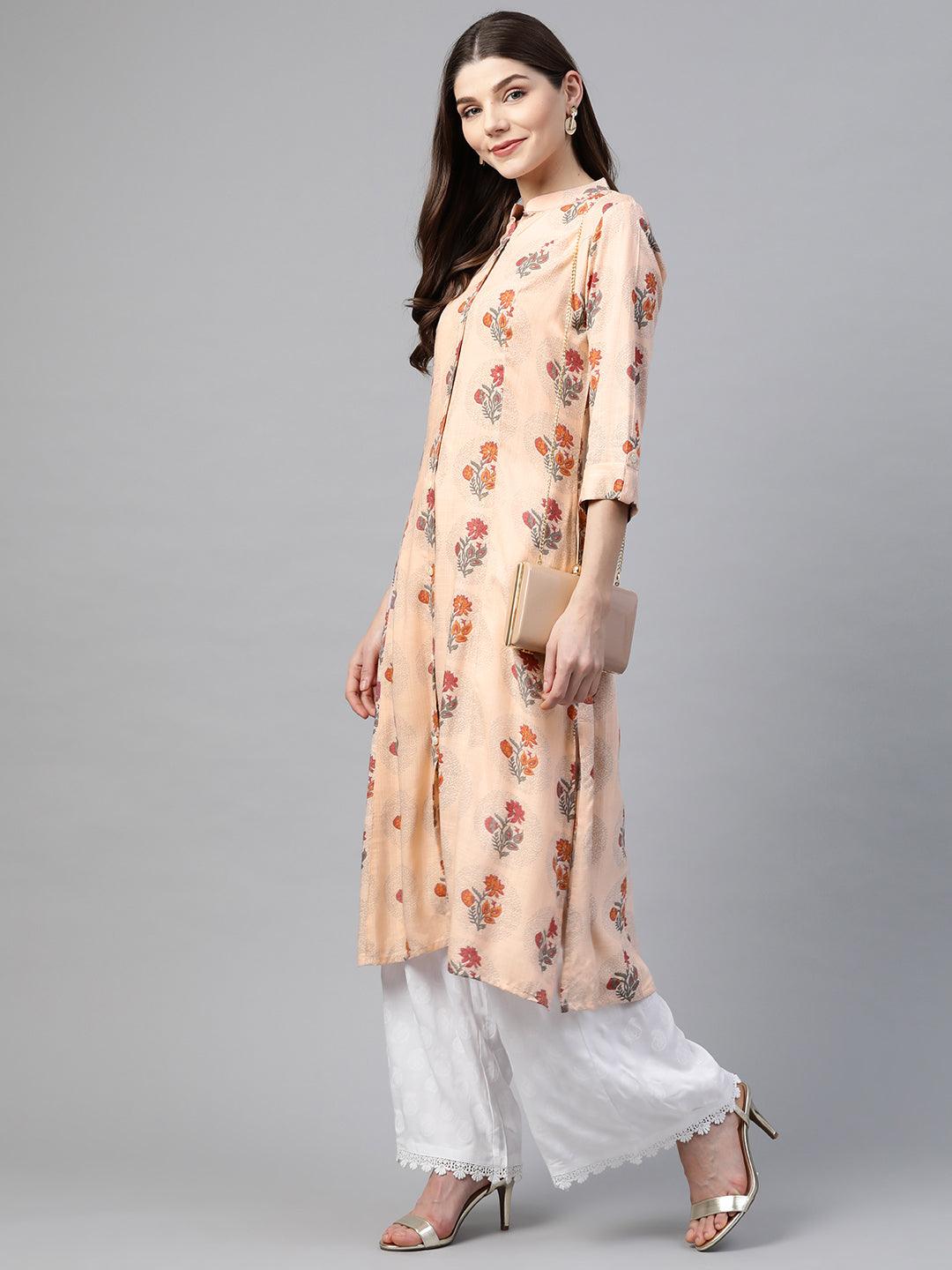  A-Line Pink Rayon Kurta -  world