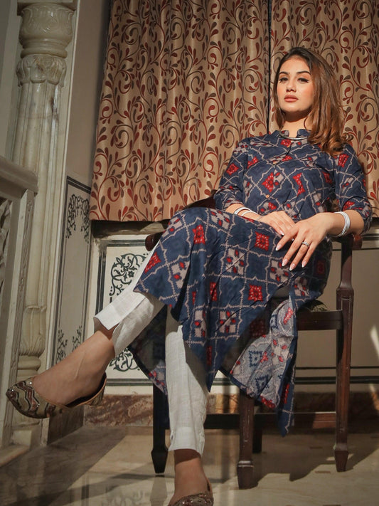  A-Line Printed Rayon Kurta - world.com