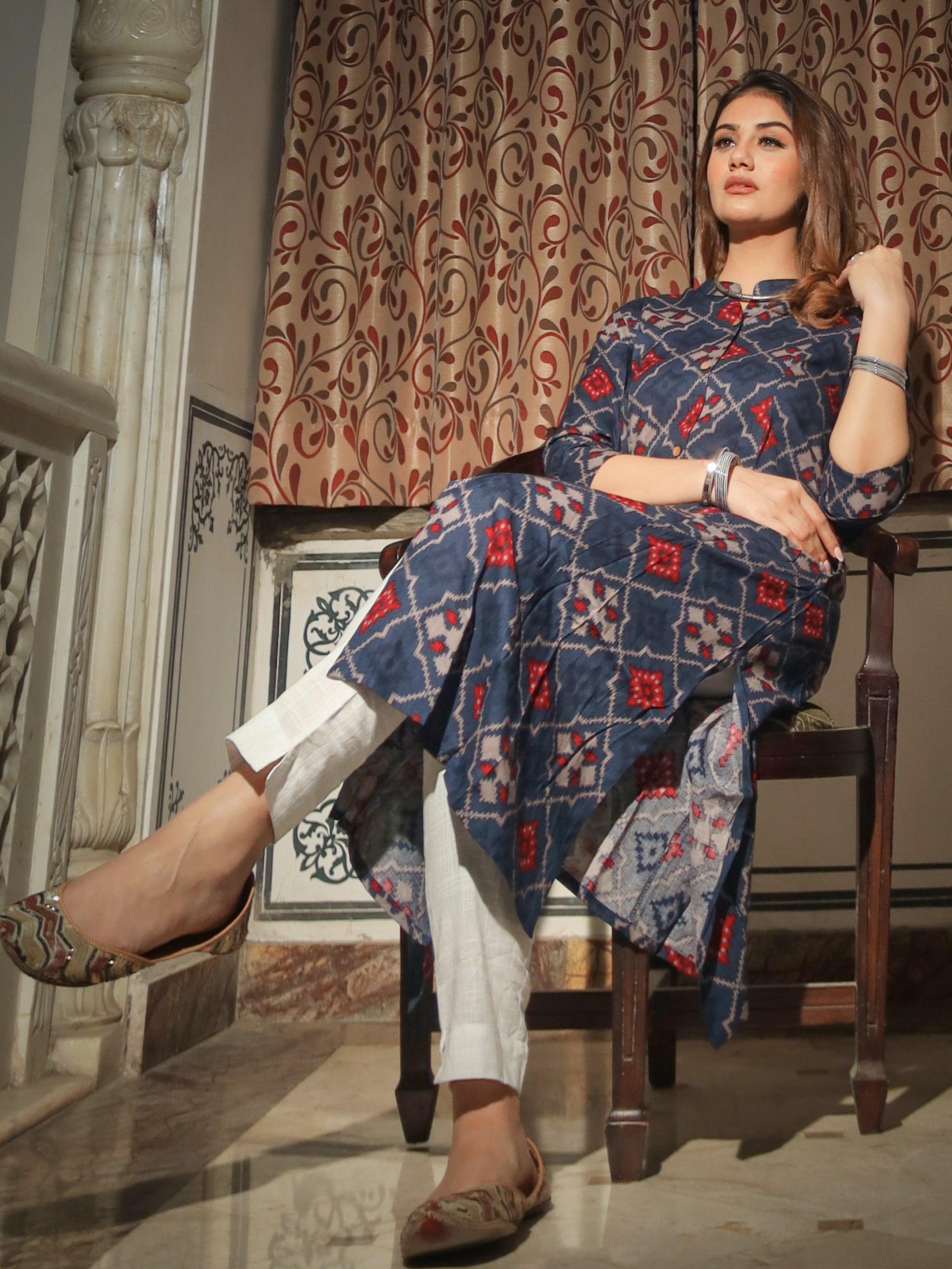  A-Line Printed Rayon Kurta - world.com