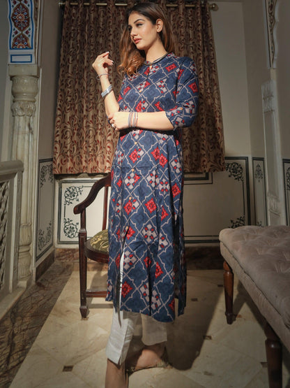  A-Line Printed Rayon Kurta - world.com