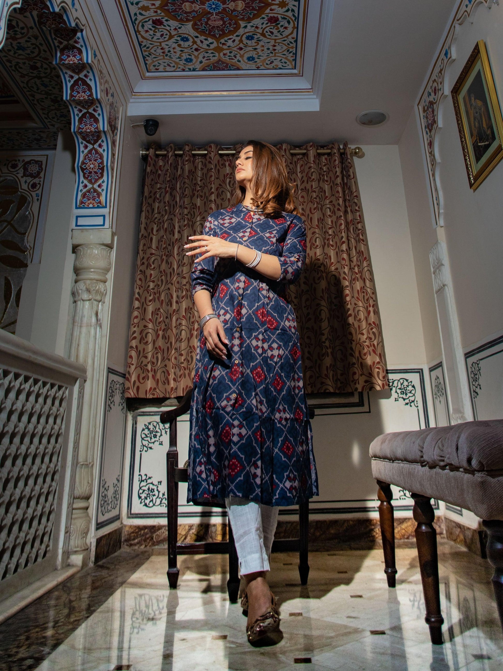  A-Line Printed Rayon Kurta - world.com