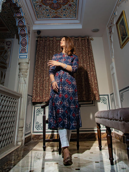  A-Line Printed Rayon Kurta - world.com