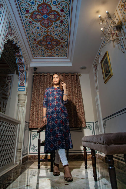  A-Line Printed Rayon Kurta - world.com