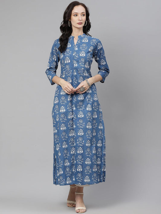  Blue Cotton shrug style kurta -  world