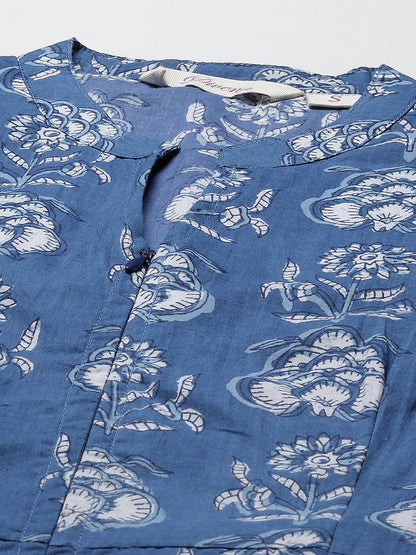  Blue Cotton shrug style kurta -  world