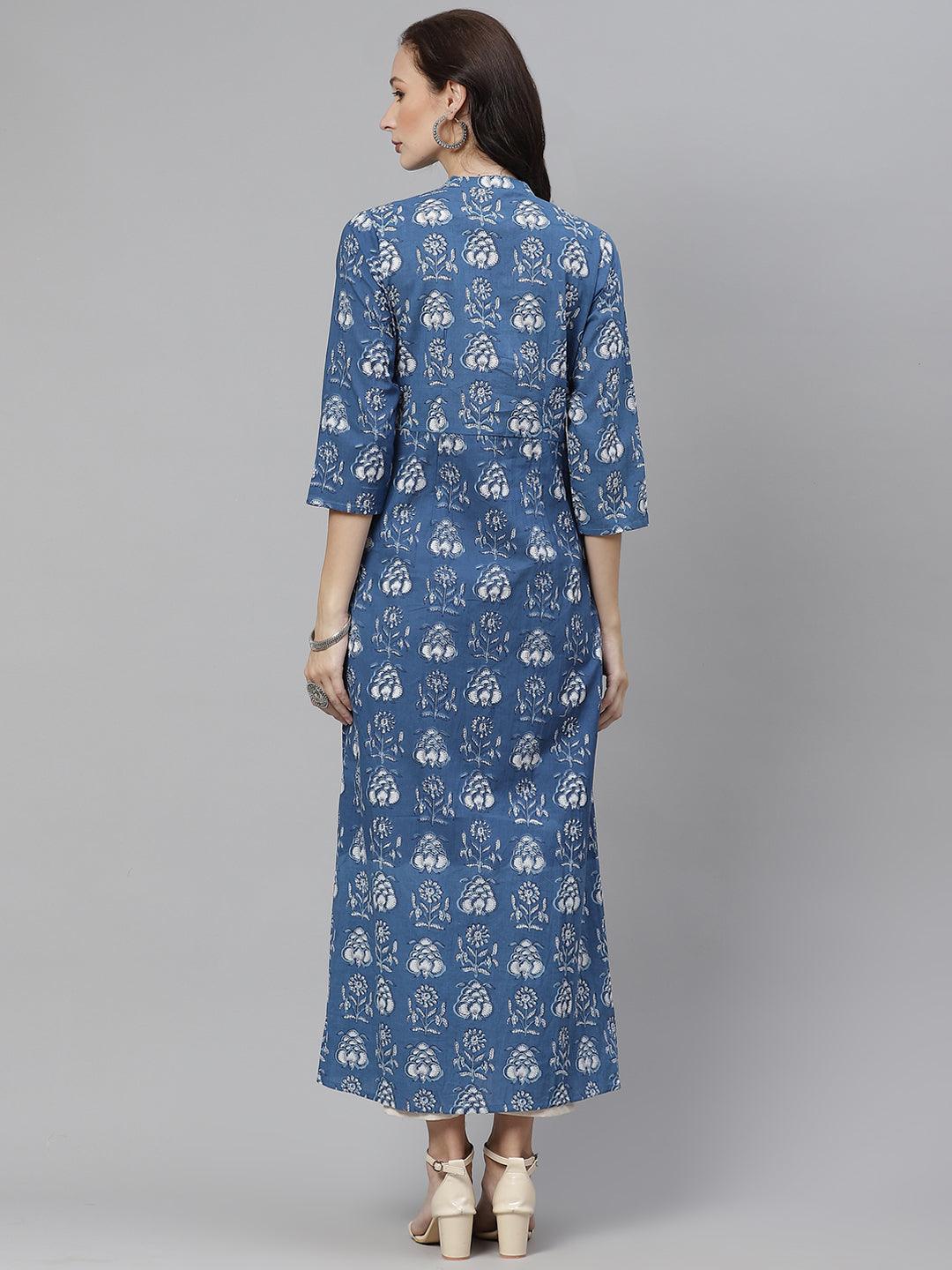 Blue Cotton shrug style kurta -  world