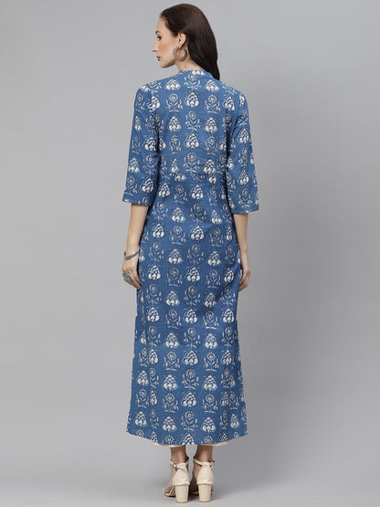  Blue Cotton shrug style kurta -  world